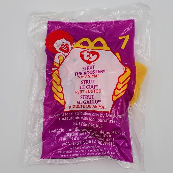 Strut The Rooster #7 McDonald’s Toy Retired 1999 New Sealed TY Teenie Beanie Bab - Picture 1 of 7
